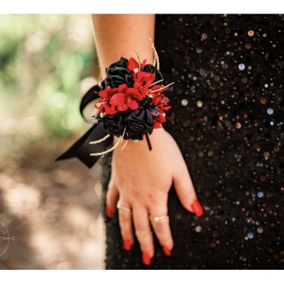  Black and Red Silk Corsage.  